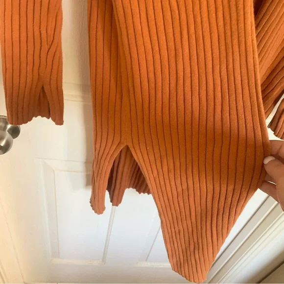 SPORTSGIRL | Rust Long Line Ribbed Knit Cardigan - Picture 4 of 5